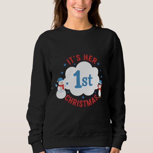 Cute Baby Girl First Xmas Funny Holiday Winter Fam Sweatshirt (Vorderseite)