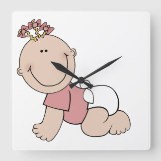Cute Baby Girls Children's Nursery Clock Square Quadratische Wanduhr