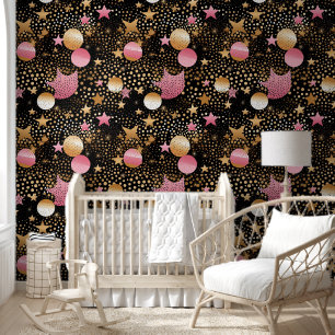 Cute baby girls stars pattern nursery tapete