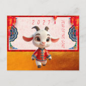 Cute Baby Goat Chinese New Year 2027 with texts P Postkarte (Vorderseite)