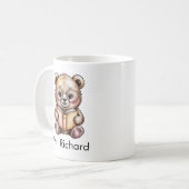 Cute Baby Grizzly Bear Reading a Book Custom Kaffeetasse (Vorderseite Links)