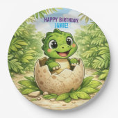 Cute Baby Hatchling Dinosaur Birthday Pappteller (Vorderseite)
