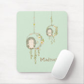 Cute Baby Hedgehog Green Name Mousepad (Mit Mouse)