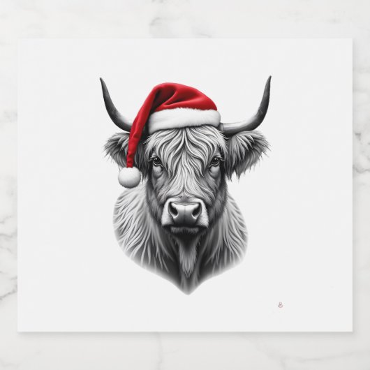 Cute Baby Highland Cow Christmas Santa Gifts Xmas Schaumweinetikett (Einzelnes Label)