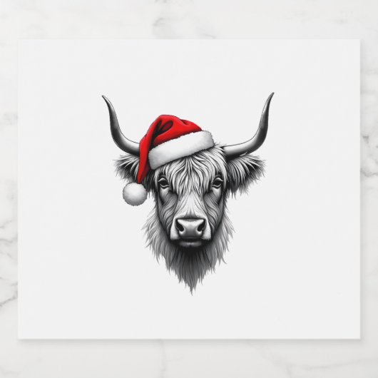 Cute Baby Highland Cow Christmas Santa Gifts Xmas Schaumweinetikett (Einzelnes Label)