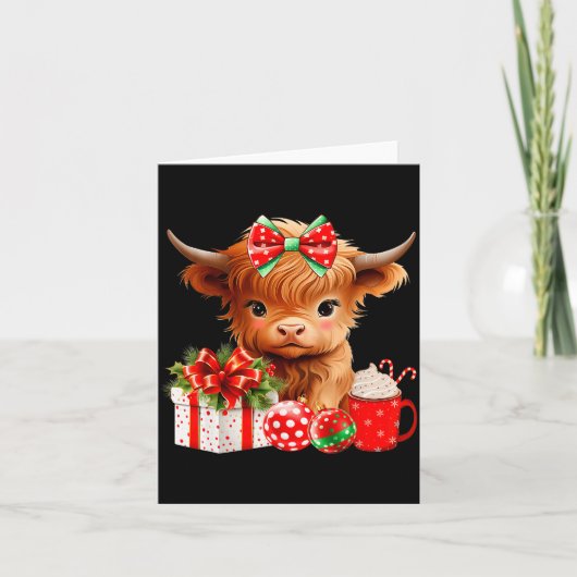 Cute Baby Highland Cow Merry Christmas Farmer Cow Karte (Vorderseite)