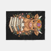 Cute Baby Highland Cow Reading Book Librarian Book Fleecedecke (Vorderseite (Horizontal))