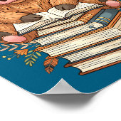 Cute Baby Highland Cow Reading Book Librarian Book Poster (Ecke)