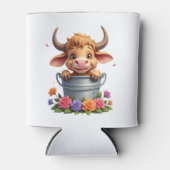 Cute Baby Highland Cow With flowers Calf Animal co Dosenkühler (Vorderseite)