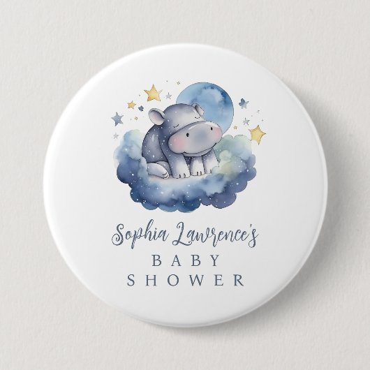 Cute Baby Hippo Baby Shower Button (Vorderseite)