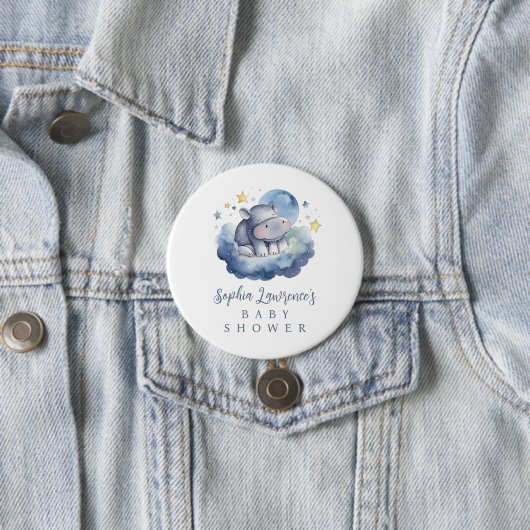 Cute Baby Hippo Baby Shower Button (Beispiel)