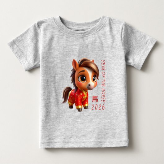 Cute Baby Horse Chinese New Year 2026 Baby T Baby T-shirt (Vorderseite)