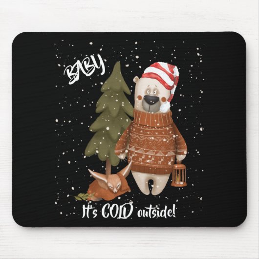 Cute Baby Its Cold Outside Bear And Fox T Shirt  Mousepad (Vorne)