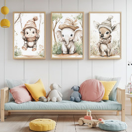 Cute Baby Jungle Animals Bilderwand Sets