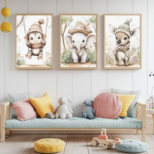 Cute Baby Jungle Animals Bilderwand Sets