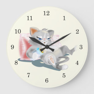 Cute Baby Kitty Große Wanduhr