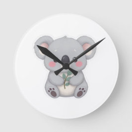 Cute Baby Koala Sticker Clipart Runde Wanduhr
