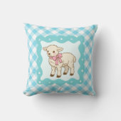 Cute Baby Lamb Pink Bow Gingham Pattern Kissen (Vorderseite)