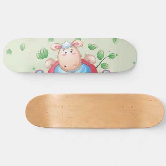 Cute Baby Lamb Skateboard (Horizontal)
