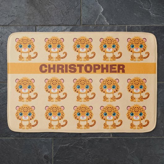 Cute Baby Leopard Safari Animal Kids Badematte