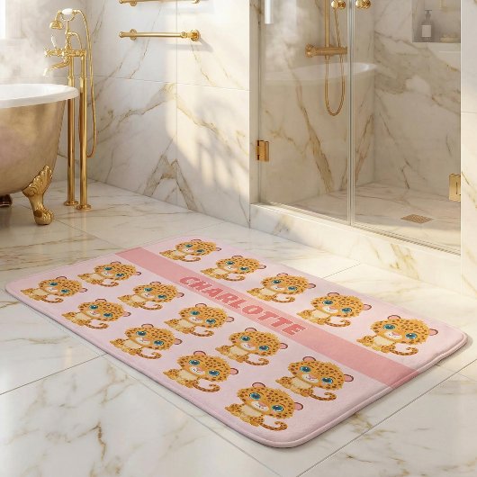 Cute Baby Leopard Safari Animal Kids Badematte