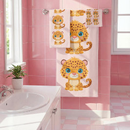 Cute Baby Leopard Safari Animal Kids Badhandtuch Set