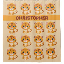 Cute Baby Leopard Safari Animal Kids Duschvorhang