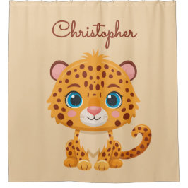 Cute Baby Leopard Safari Animal Kids Duschvorhang