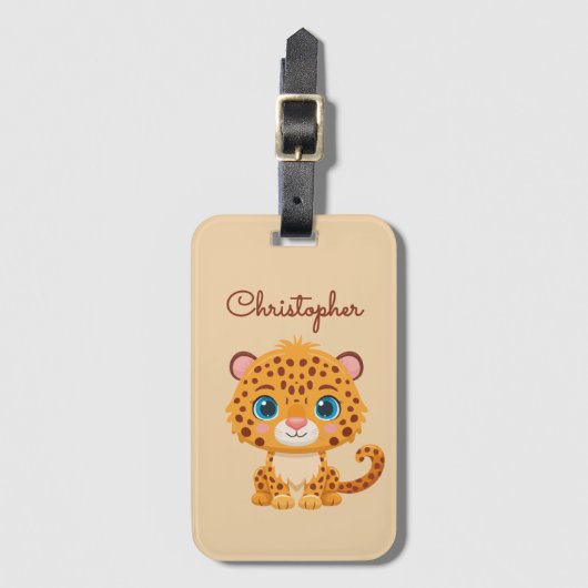 Cute Baby Leopard Safari Animal Kids Gepäckanhänger (Vorderseite Vertikal)