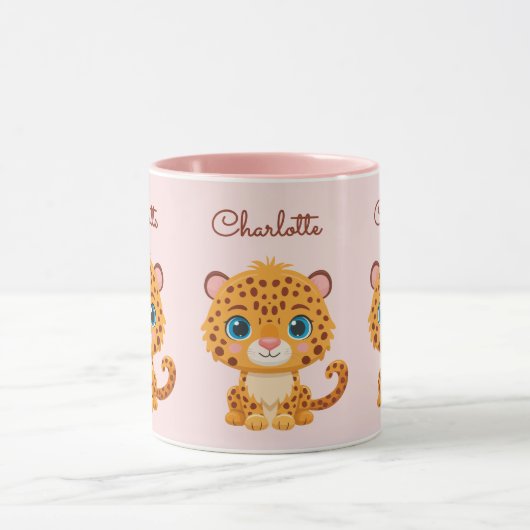 Cute Baby Leopard Safari Animal Kids Tasse (Zentrum)