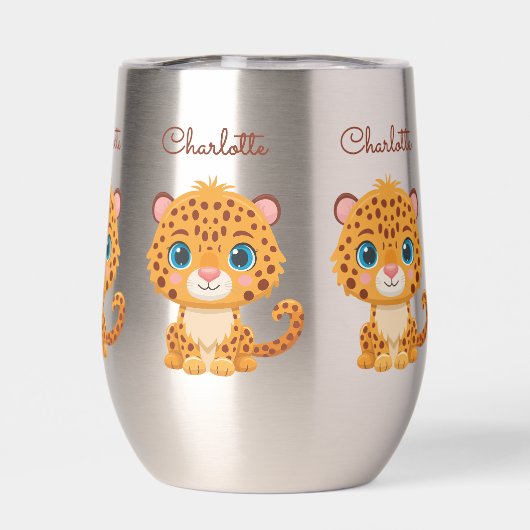 Cute Baby Leopard Safari Animal Kids Water Tumbler (Rückseite)