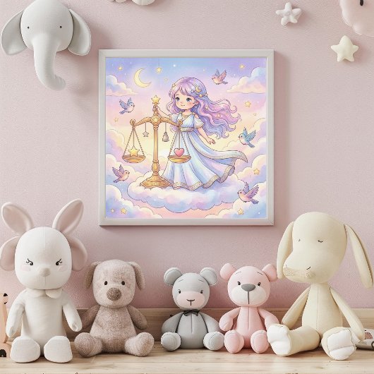 Cute Baby Libra Zodiac Wall Art Poster