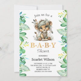 Cute Baby Lion Baby Shower Invitation Einladung