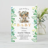 Cute Baby Lion Baby Shower Invitation Einladung (Stehend Vorderseite)