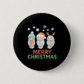 Cute Baby Manatee Santa Reindeer Christmas Manatee Button (Vorderseite)