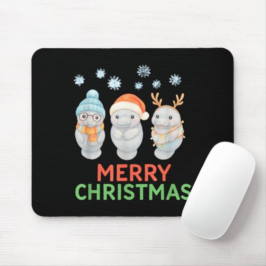 Cute Baby Manatee Santa Reindeer Christmas Manatee Mousepad (Mit Mouse)