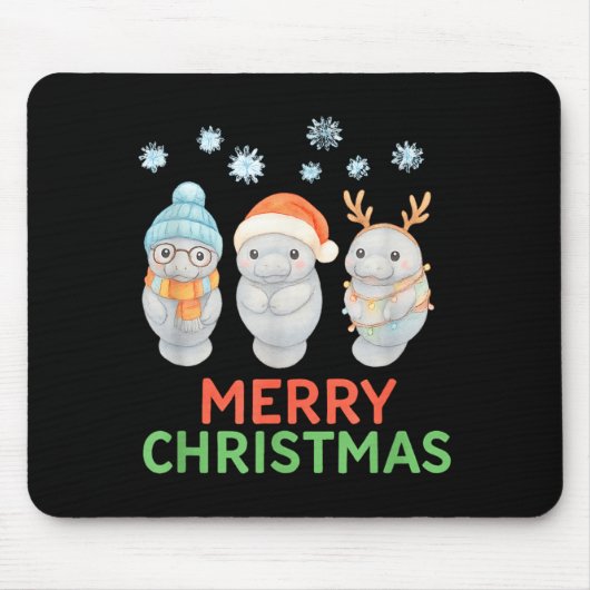 Cute Baby Manatee Santa Reindeer Christmas Manatee Mousepad (Vorne)