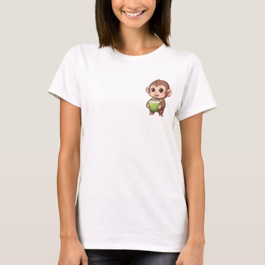 Cute Baby Monkey Drinking Fresh Coconut Water T-Shirt (Vorderseite)