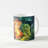 cute baby monkey in the jungle holding a shiny ban kaffeetasse (VorderseiteRechts)