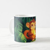 cute baby monkey in the jungle holding a shiny ban kaffeetasse (Vorderseite Links)