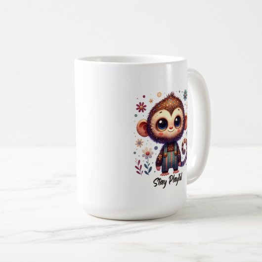 Cute Baby Monkey Kaffeetasse (VorderseiteRechts)
