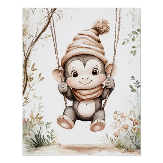 Cute Baby Monkey Poster (Vorderseite)