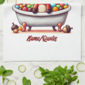 Cute Baby Moose Bath Time Cartoon Illustration Geschirrtuch (Gefaltet)