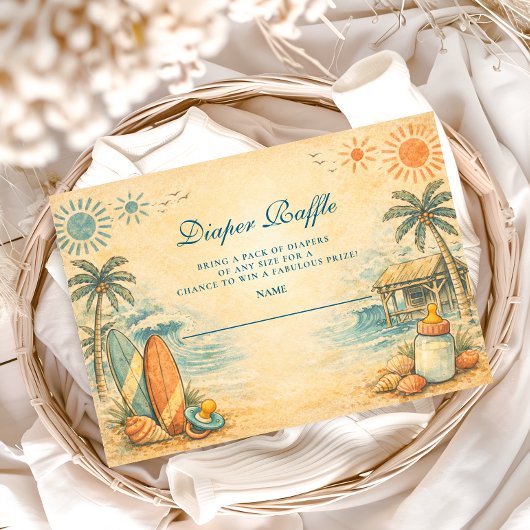Cute Baby On Board Surf Diapper Raffle Begleitkarte