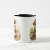 Cute Baby Otter Seashell Cartoon Coffee Mug Tasse (Zentrum)