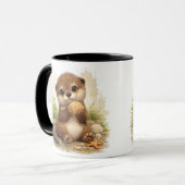 Cute Baby Otter Seashell Cartoon Coffee Mug Tasse (Vorderseite Links)