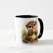 Cute Baby Otter Seashell Cartoon Coffee Mug Tasse (VorderseiteRechts)