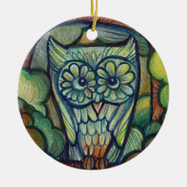 Cute Baby Owl Keramik Ornament