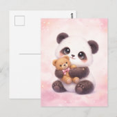 Cute Baby Panda Hugging Teddy Bear Postcard Postkarte (Vorne/Hinten)