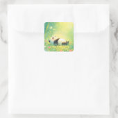 Cute Baby Panda Sleeping in Sunlit Bamboo Forest Quadratischer Aufkleber (Tasche)